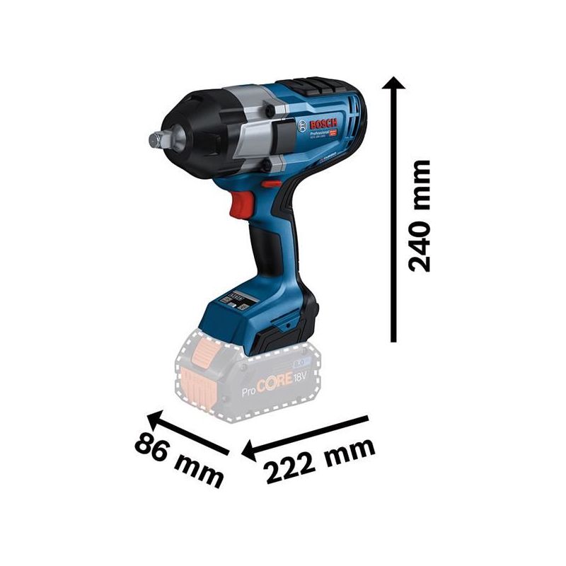 Bosch GDS 18V-1000 Pro BITURBO 1/2in Impact Wrench 18V 2 x 5.5Ah ProCORE18V Li-ion Bosch - RockBottom Northampton