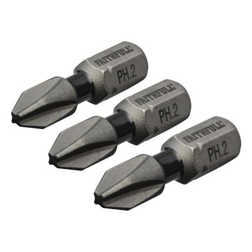Faithfull Phillips Impact Screwdriver Bits PH2 x 25mm (Pack 3) Faithfull - RockBottom Northampton
