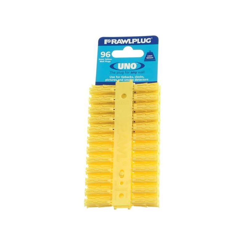Rawlplug Yellow UNO® Plugs 5 x 24mm (Card 96) Rawlplug - RockBottom Nothampton