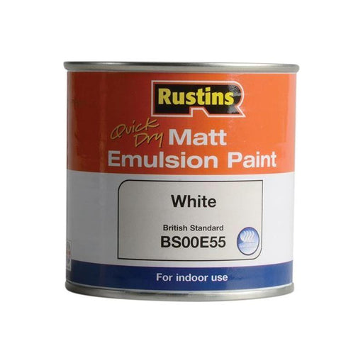 Rustins Quick Dry Matt Emulsion Paint White 250ml Rustins - RockBottom Nothampton