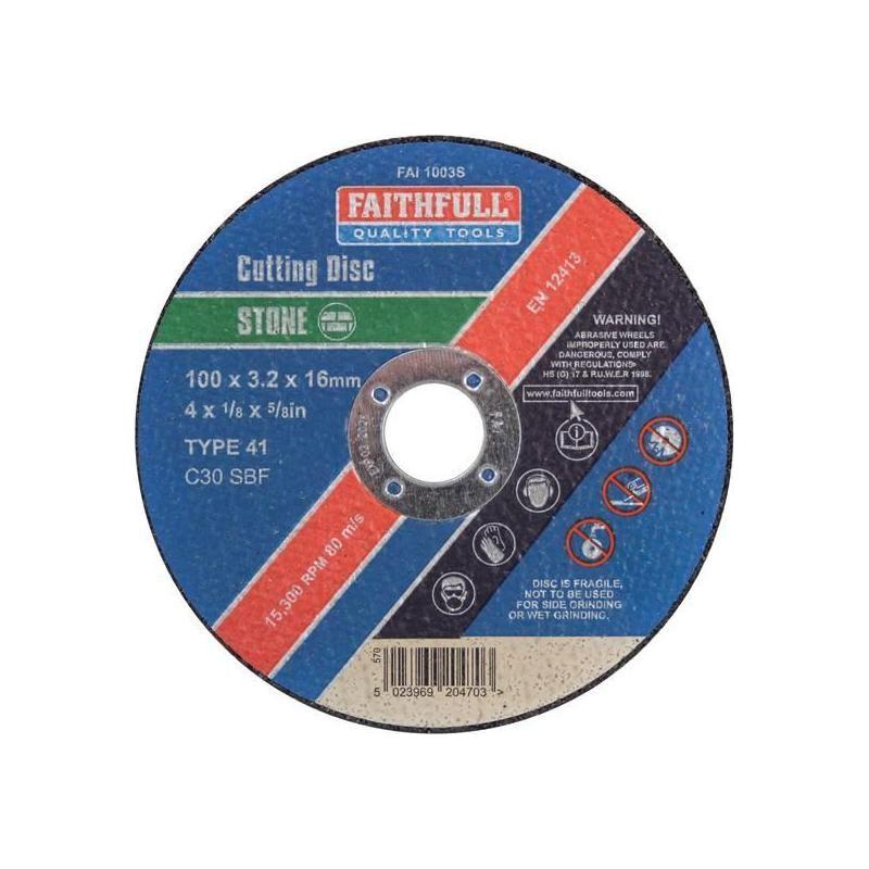 Faithfull Stone Cut Off Disc 100 x 3.2 x 16mm Faithfull - RockBottom Northampton