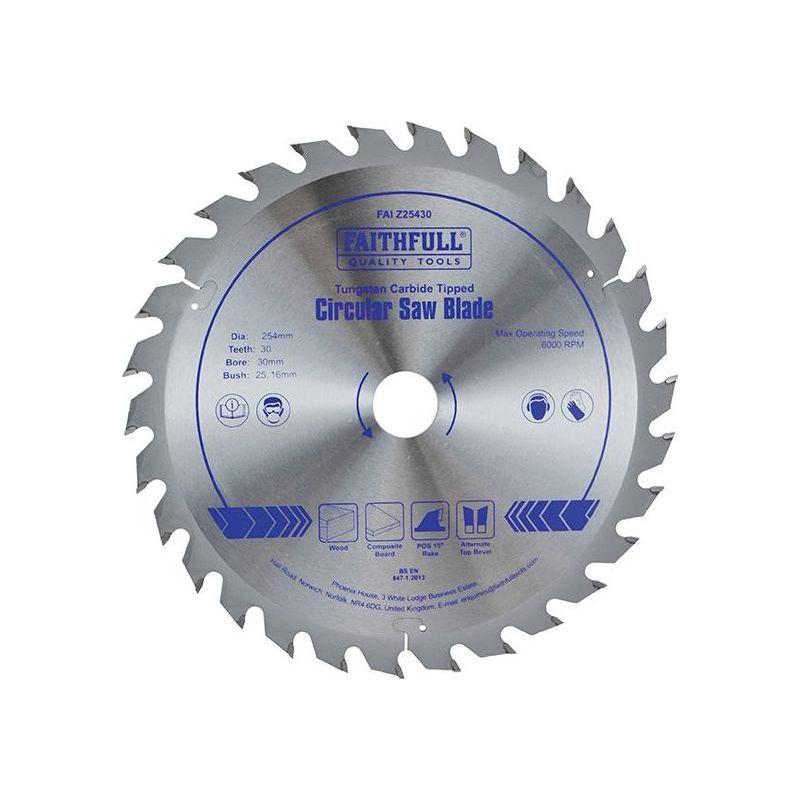 Faithfull TCT Circular Saw Blade 254 x 30mm x 30T POS Faithfull - RockBottom Northampton