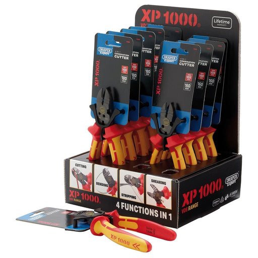 XP1000 Counter Top Display of VDE 160mm 4-in-1 Combination Cutters & 180mm 4-in-1 Combination Cutters (10 Piece) Draper - Town Tools