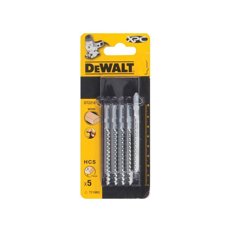Dewalt Power Tools XPC HCS Wood Jigsaw Blades Pack of 5 T119BO DeWALT Power Tools - RockBottom Northampton