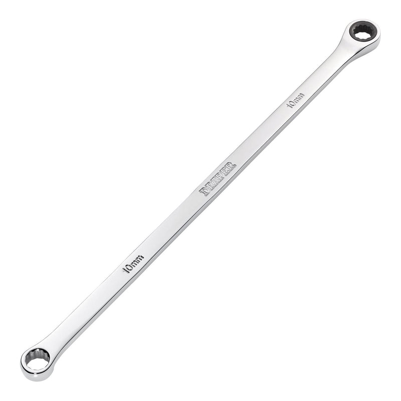 Draper Draper HI-TORQ Metric Extra-Long Double Ring Ratchet Spanner, 10mm Draper - Town Tools