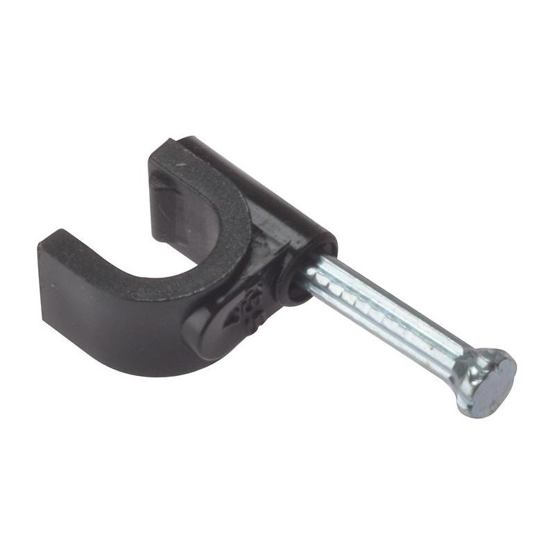 Forgefix Cable Clip Round Coax Black 6-7mm Box 100 ForgeFix - RockBottom Northampton