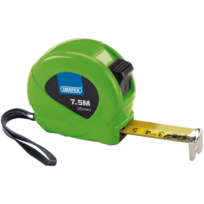 Draper Measuring Tapes, 7.5m/25ft x 25mm, 3 Colours (Dispenser of 12) Draper - Town Tools