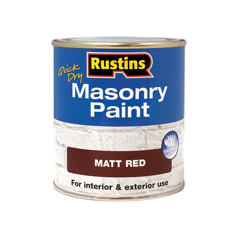 Rustins Quick Dry Masonry Paint Matt Red 500ml Rustins - RockBottom Nothampton