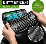 20 Pack Black Drawstring Heavy Duty Bin Liner Refuse Sacks, 80L