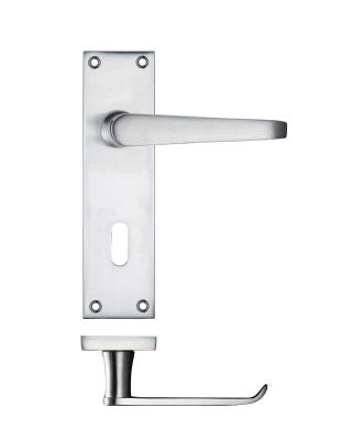 Maxus Flat Lever on Latch Backplate Mortice - Satin Chrome