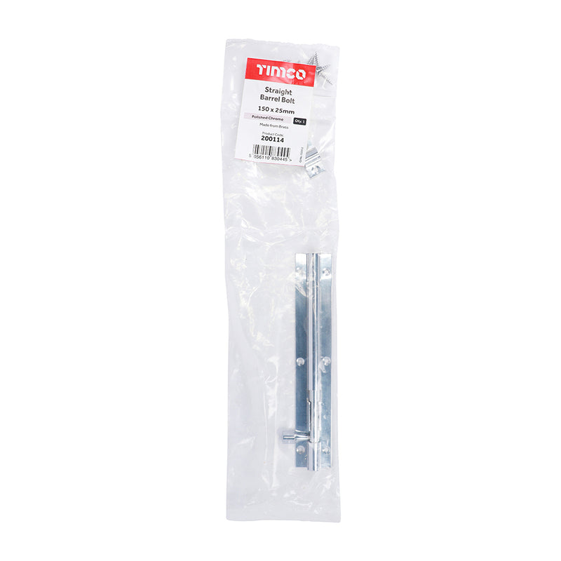 TIMCO Straight Barrel Bolt Polished Brass