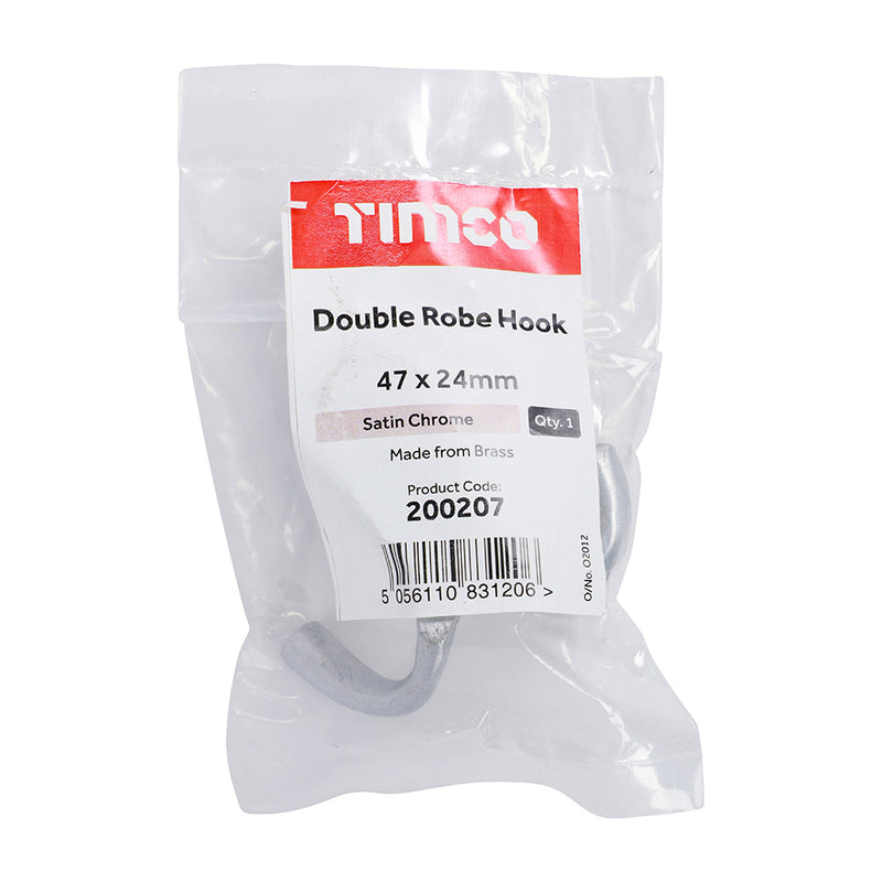 TIMCO Double Robe Hook Satin Chrome