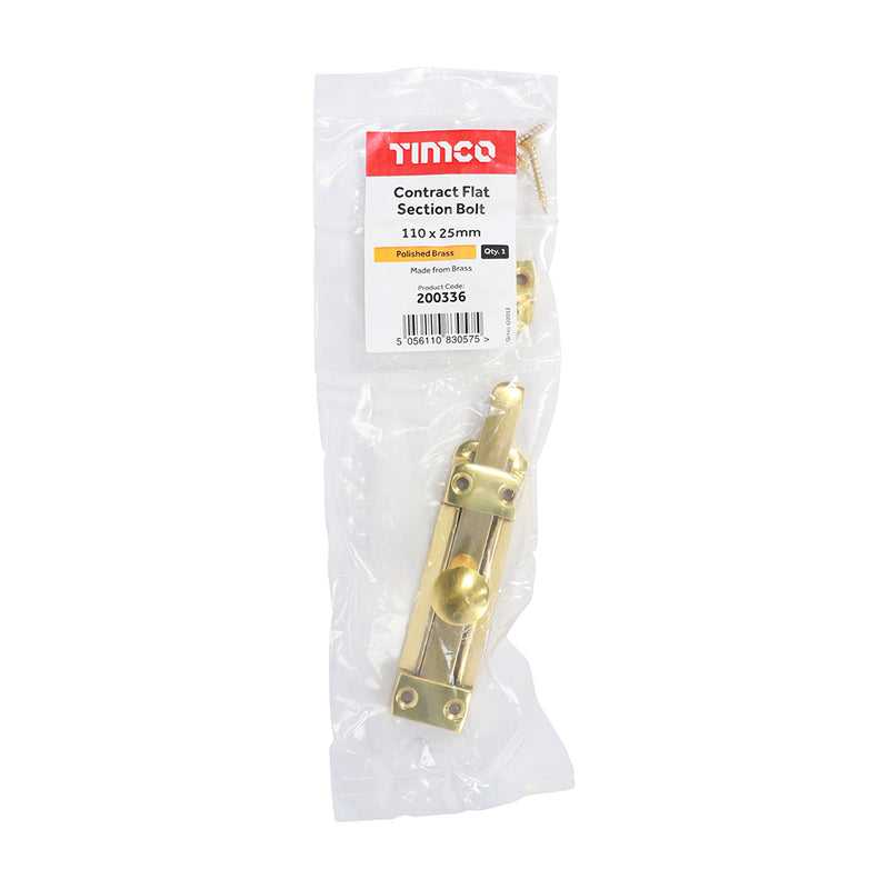 TIMCO Contract Flat Section Bolt Polished Brass
