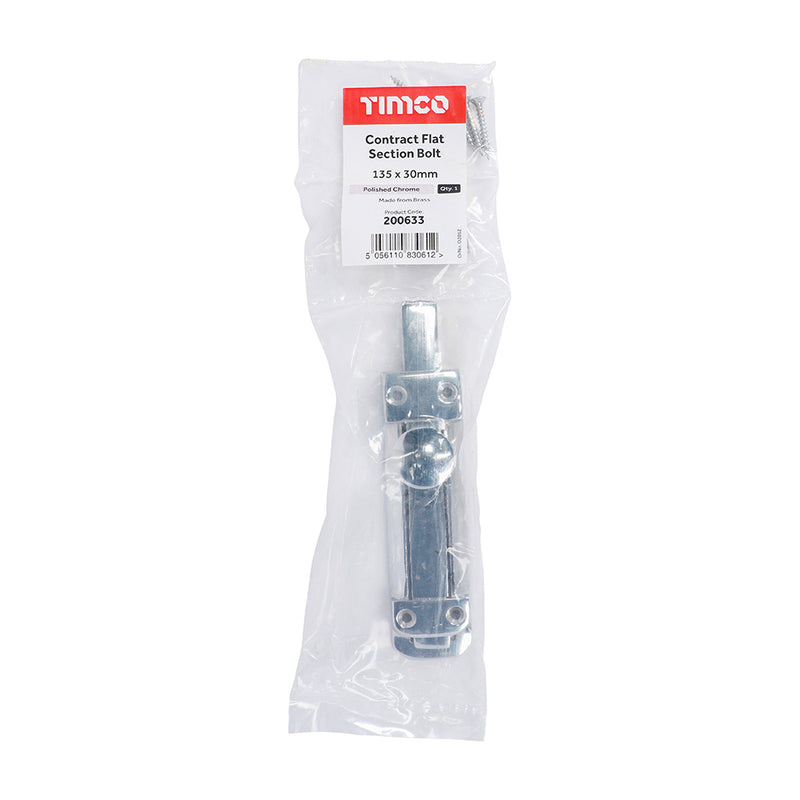 TIMCO Contract Flat Section Bolt Polished Brass