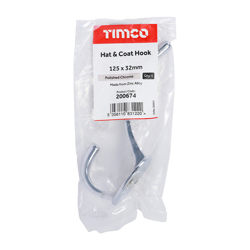 TIMCO Hat & Coat Hook Polished Brass