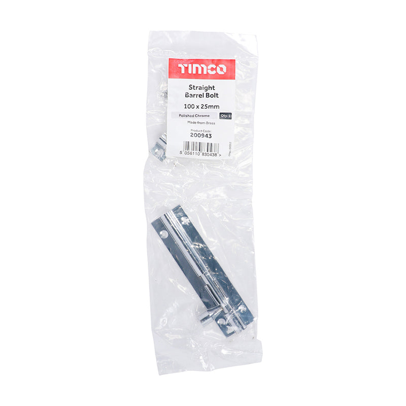 TIMCO Straight Barrel Bolt Polished Brass