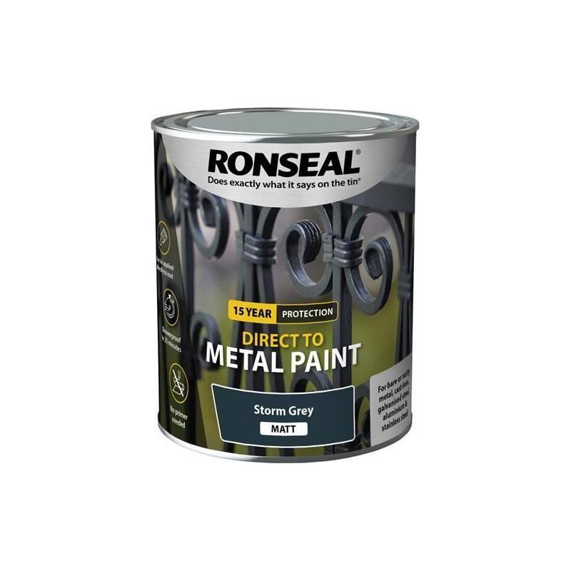 Ronseal Direct to Metal Paint Storm Grey Matt 750ml Ronseal - RockBottom Nothampton