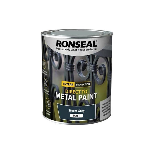 Ronseal Direct to Metal Paint Storm Grey Matt 750ml Ronseal - RockBottom Nothampton