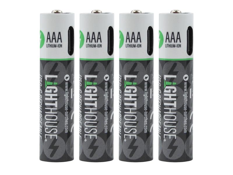 Lighthouse AAA USB-C Rechargeable Li-ion Battery Pack of 4