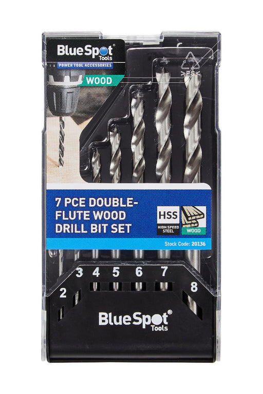 Blue Spot Tools 7 PCE Double-Flute Wood Drill Bit Set
