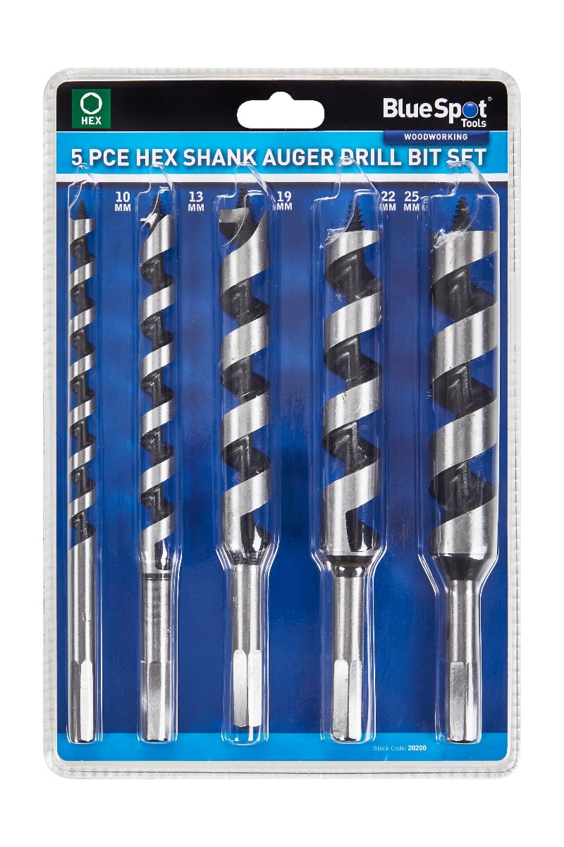 Blue Spot Tools 5 PCE Hex Shank Auger Drill Bit Set