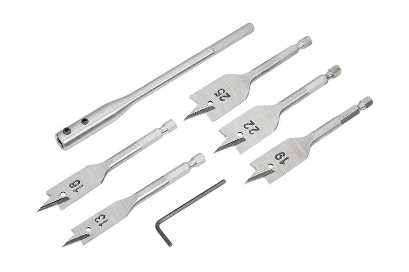Blue Spot Tools 7 PCE 100MM Stubby Flat Wood Bits