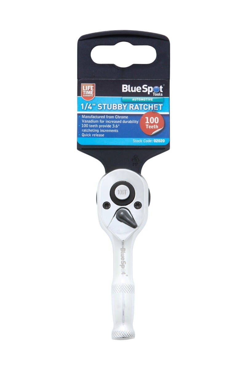 Blue Spot Tools 1/4" Stubby Ratchet (100 Teeth)