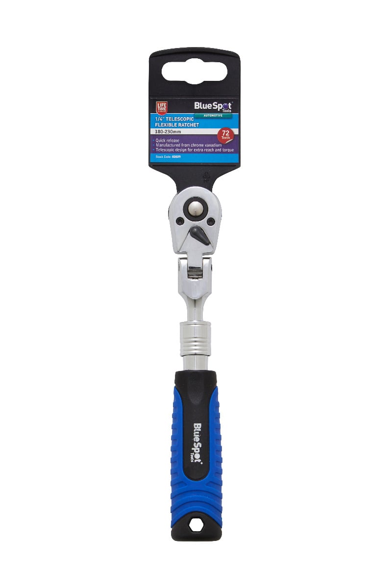Blue Spot Tools 1/4" Telescopic Flexible Ratchet (180-230mm) (72 Teeth)