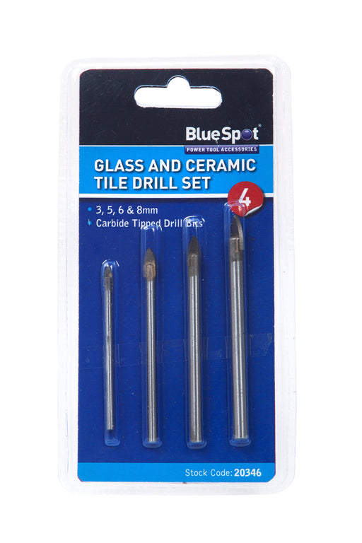 Blue Spot Tools 4 PCE Tile And Glass Drill Set (3 - 8mm)