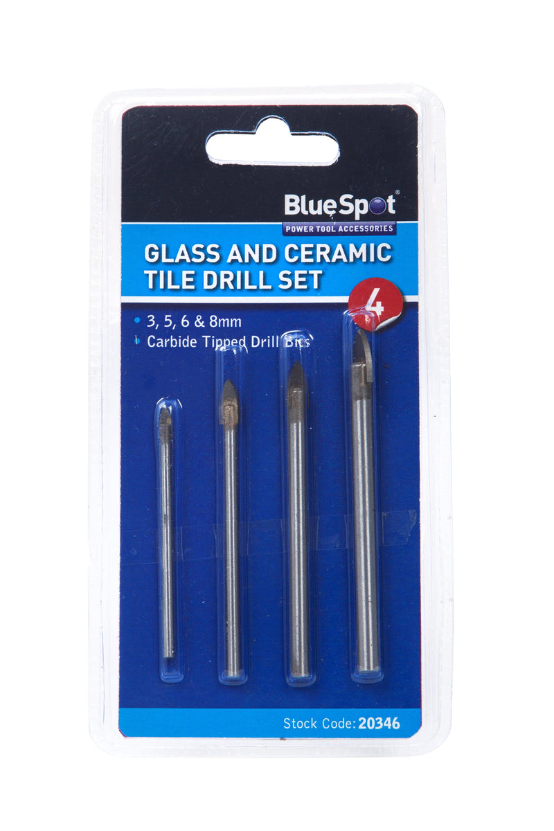 Blue Spot Tools 4 PCE Tile And Glass Drill Set (3 - 8mm)