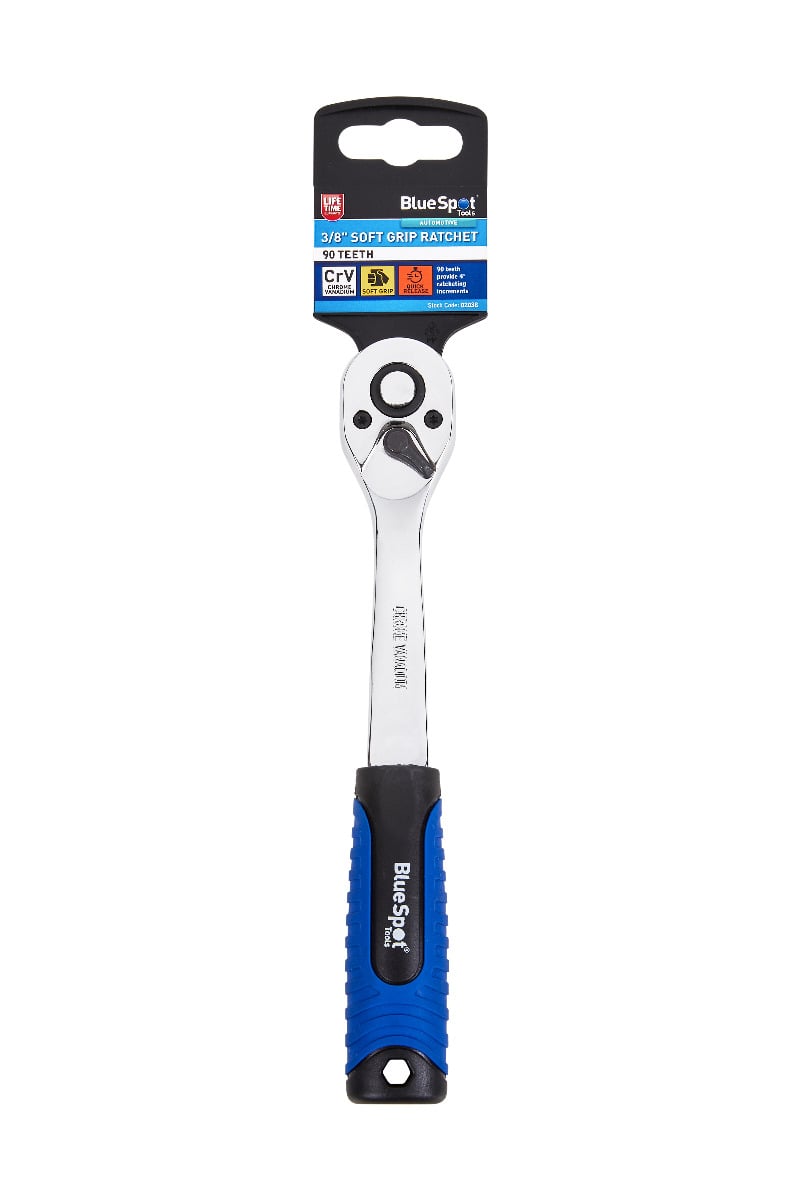 Blue Spot Tools 3/8" Soft Grip Ratchet (90 Teeth)