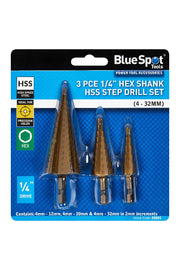 Blue Spot Tools 3 PCE Hex Shank HSS Step Drill Set (4 - 32mm)