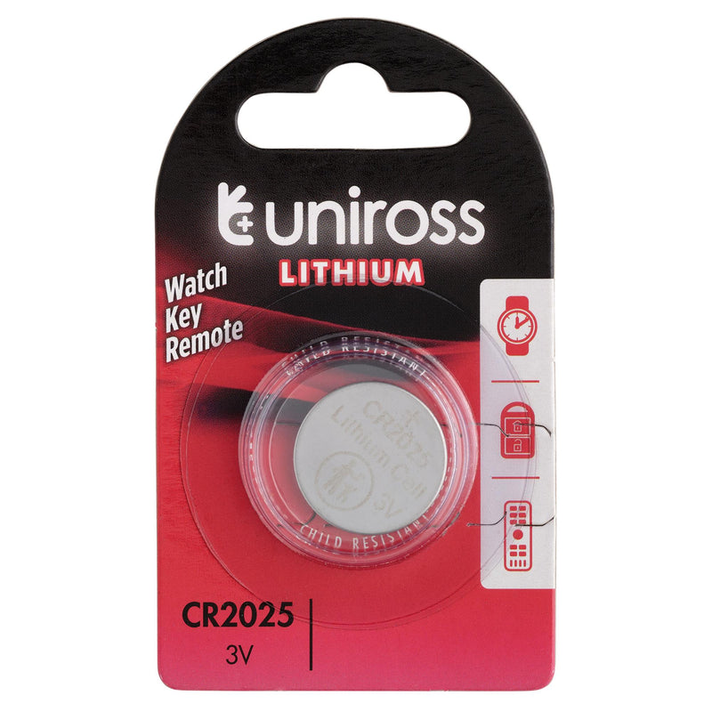 Draper 21594 Uniross Lithium Coin Cell CR2025 Battery