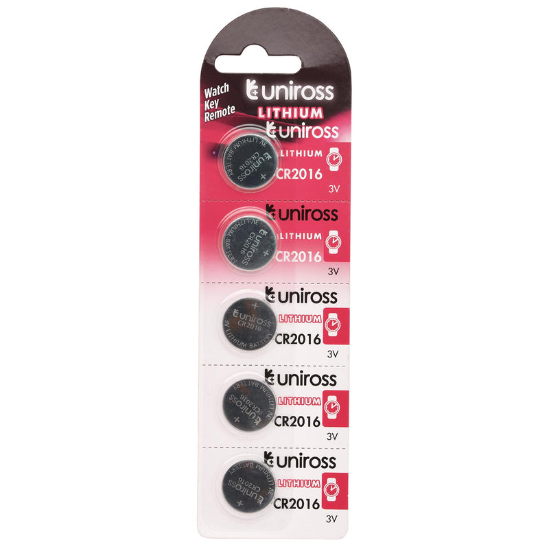 Draper 21598 Uniross Lithium Coin Cell CR2016 Batteries (Pack of 5)
