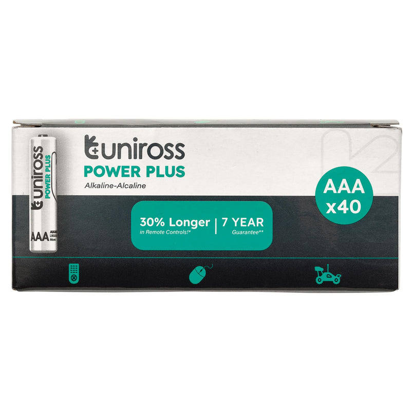 Draper 21605 Uniross LR03 AAA Power Plus Alkaline Batteries (Pack of 40)