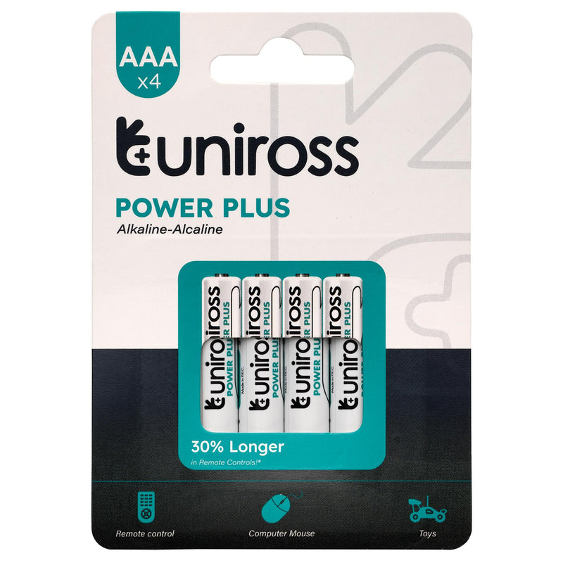 Draper 21606 Uniross LR03 AAA Power Plus Alkaline Batteries (Pack of 4)