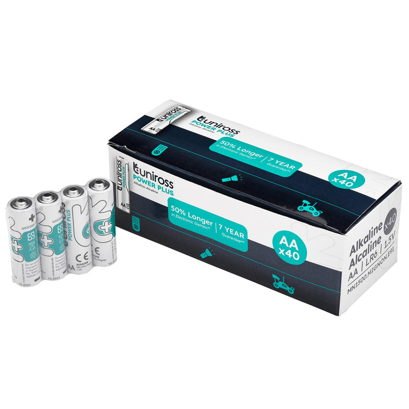 Draper 21609 Uniross LR6 AA Power Plus Alkaline Batteries (Pack of 40)