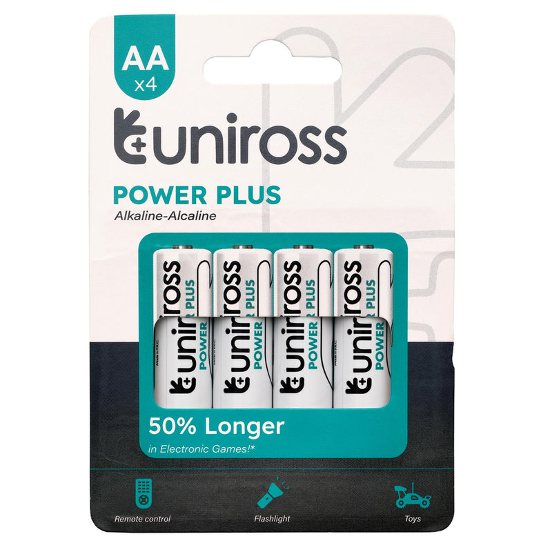 Draper 21610 Uniross LR6 AA Power Plus Alkaline Batteries (Pack of 4)