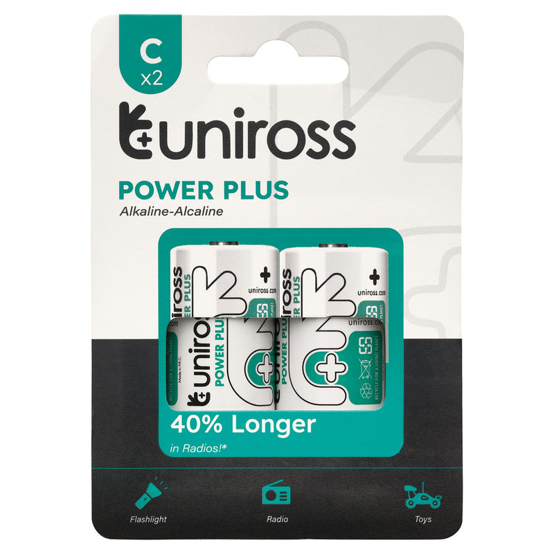 Draper 21611 Uniross LR14 C Power Plus Alkaline Batteries (Pack of 2)