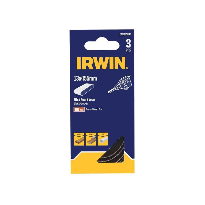 Irwin® Powerfile Sanding Belt 13 x 455mm 60G (Pack 3) IRWIN® - RockBottom Northampton