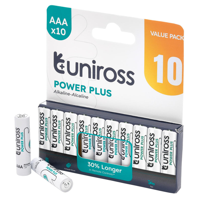 Draper 21695 Uniross LR03 AAA Power Plus Alkaline Batteries (Pack of 10)