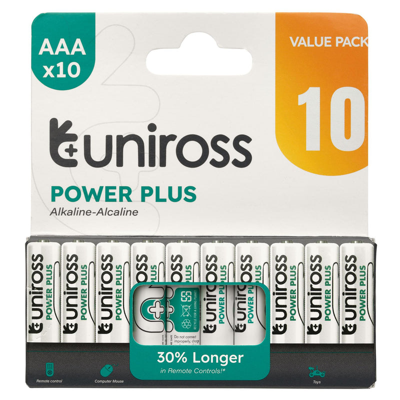 Draper 21695 Uniross LR03 AAA Power Plus Alkaline Batteries (Pack of 10)