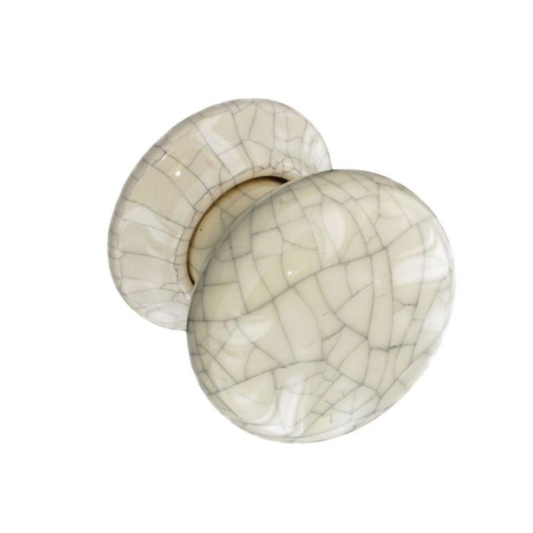 Securit Ceramic Door Knobs Cracked Cream (Pair) 60mm - Pack of 5