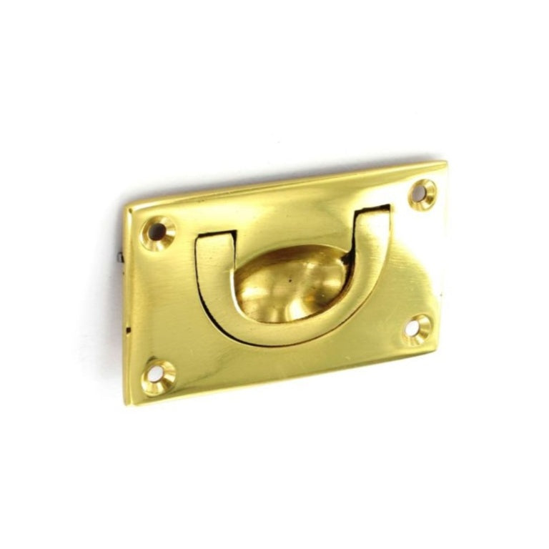 Securit Brass flush drop handle 90mm, Pack of 5 - only available by special order