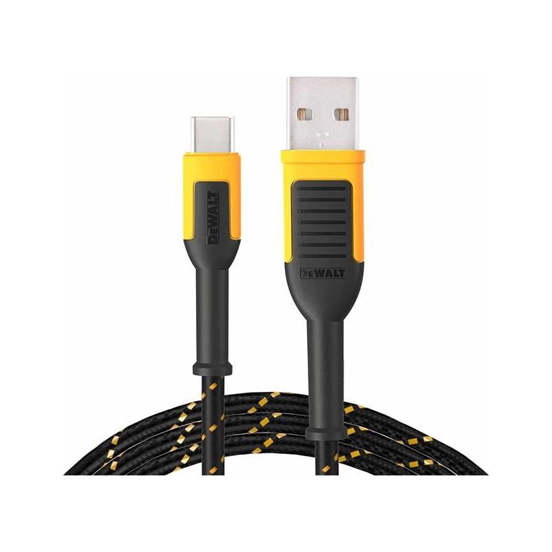 Dewalt Telecoms USB A to USB C Reinforced Charging Cable 3m (10ft) DEWALT Telecoms - RockBottom Northampton