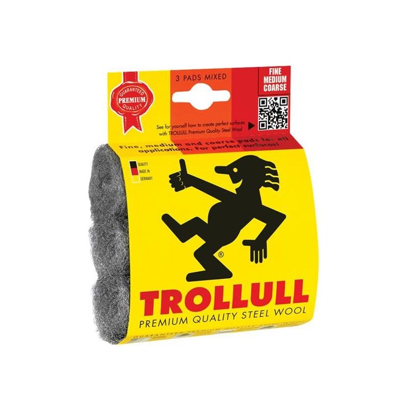 Trollull Steel Wool Pads, Assorted Grades (Pack 3) Trollull - RockBottom Northampton