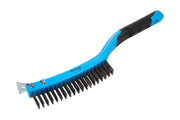 Blue Spot Tools Soft Grip Long Handle Wire Brush With Scraper