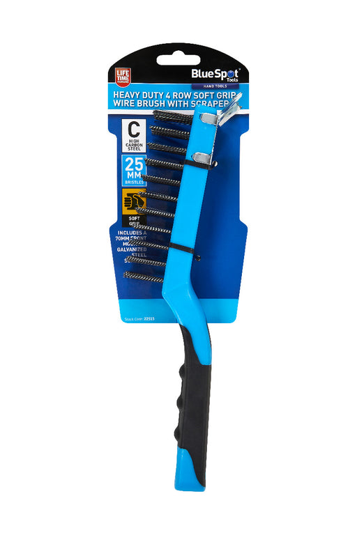 Blue Spot Tools Heavy Duty 4 Row Soft Grip Wire Brush