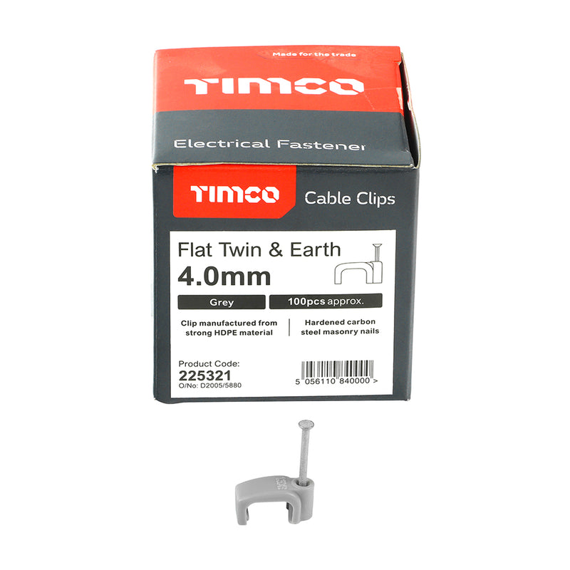 TIMCO Flat & Twin Cable Clips Grey