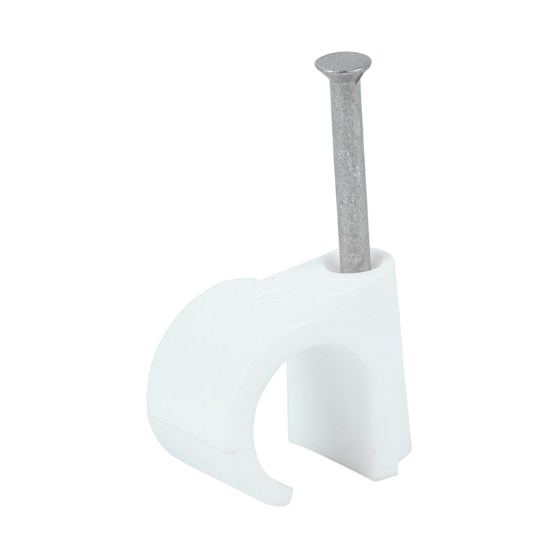 TIMCO Round Cable Clips White - To fit 11.0mm
